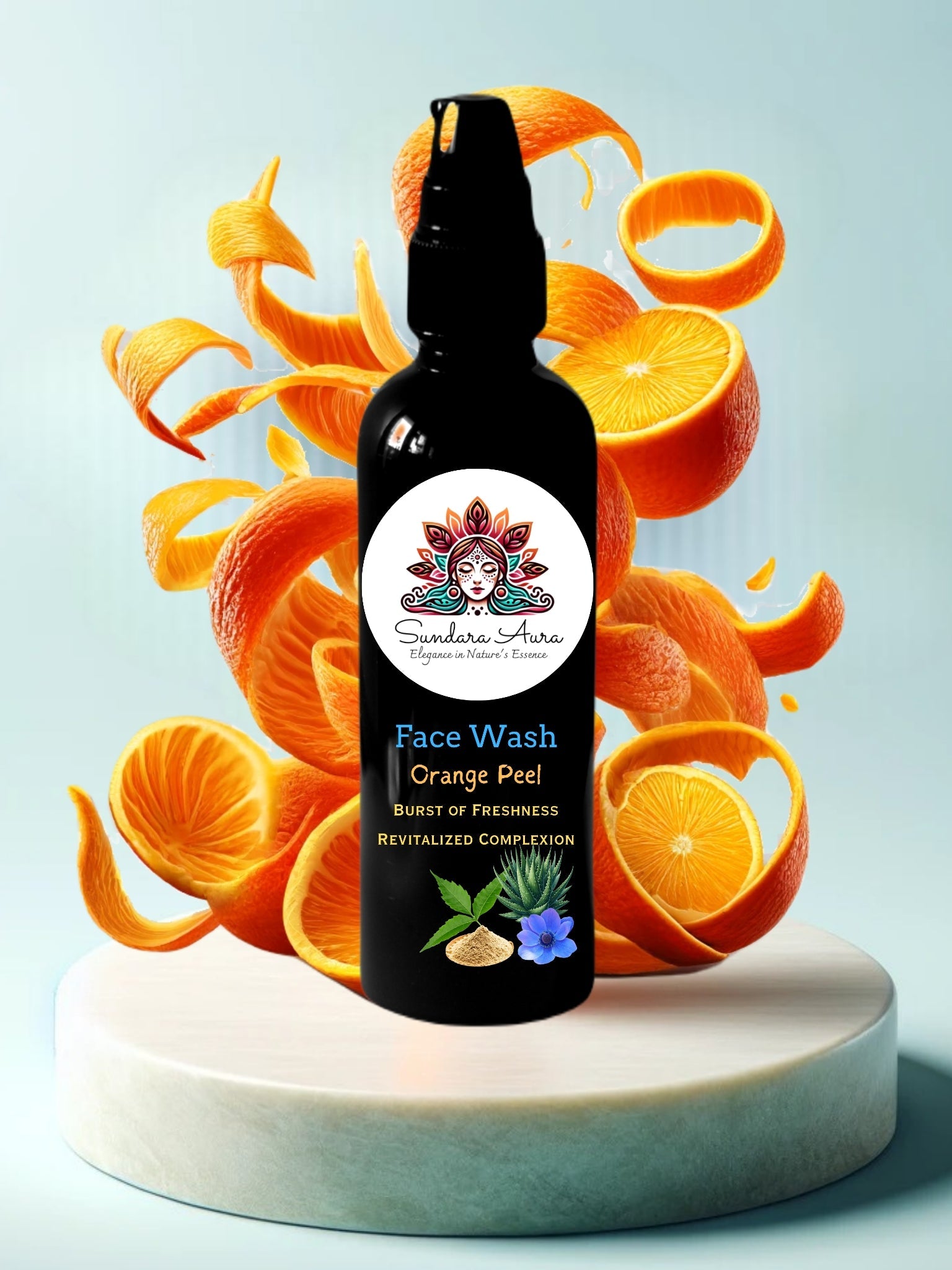 Orange Peel Radiance Face Wash - Vitamin C Glow with Glycolic Acid | For ALL Skin Types | For Acne & Dull Skin | Gentle Cleansing Formula - Sundara Aura